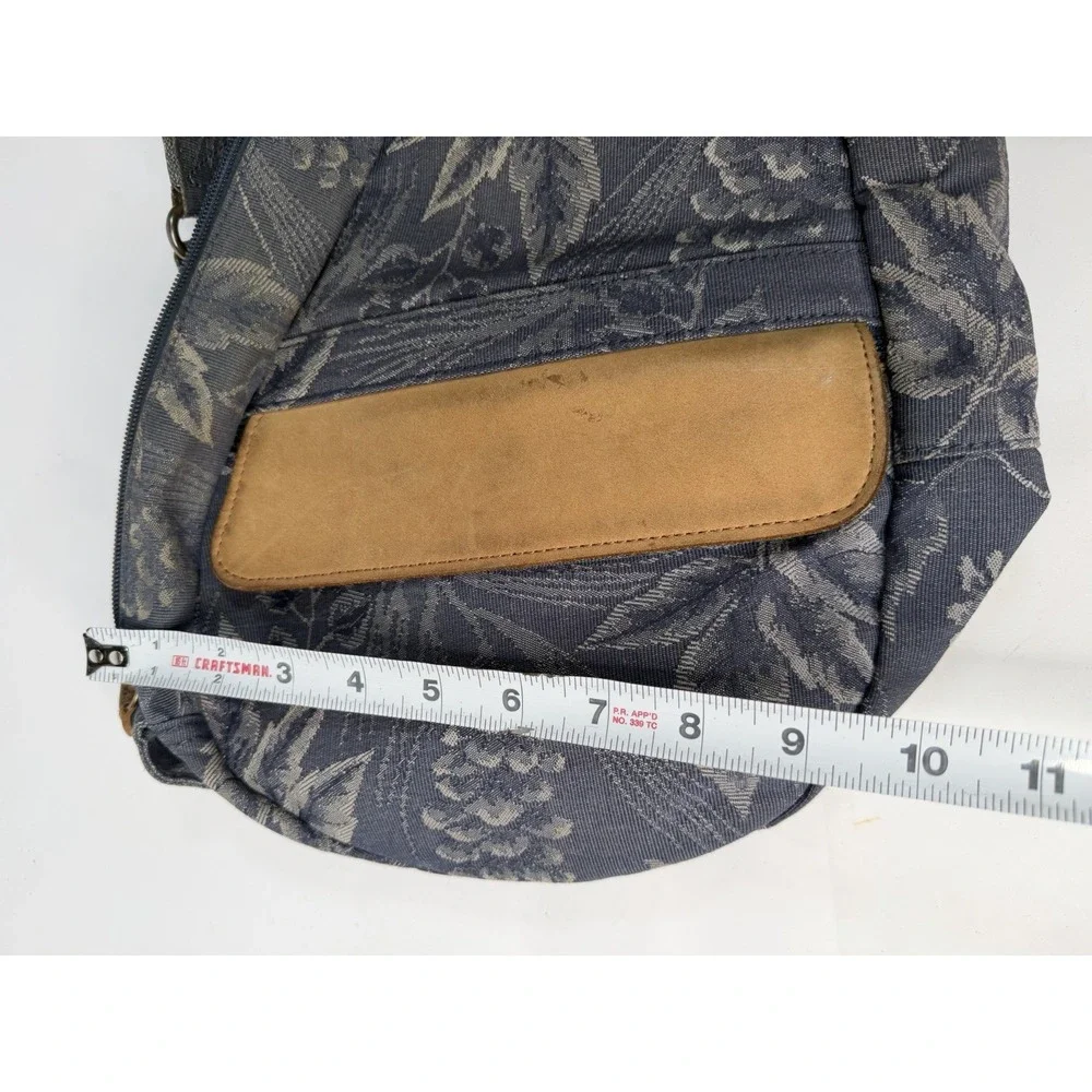Vintage LL Bean AmeriBag Sling Backpack Purse Tapestry LeatherTrim